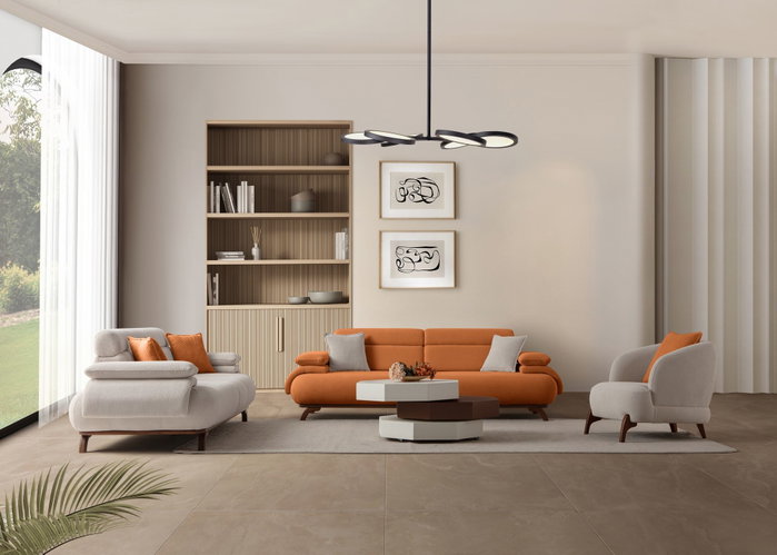 Atelier Del Sofa Bonjo Walnut - Sofá de 3 plazas Rojo azulejo Atelier Del Sofa Bonjo Walnut - Sofá de 3 plazas Rojo azulejo